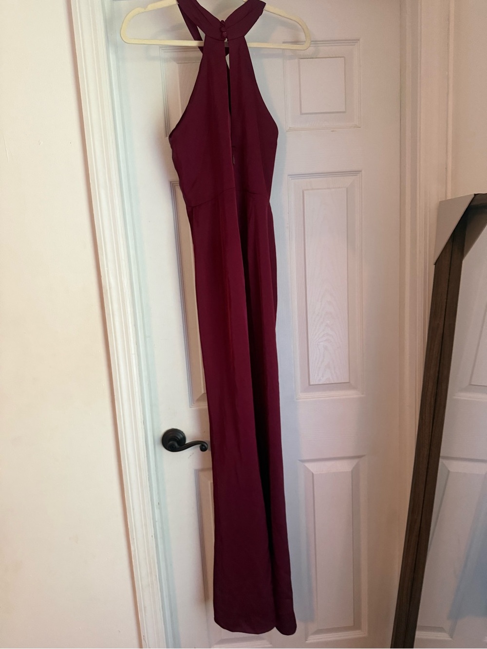 Azazie and Barbie Collab Elegant Burgundy Halter Dress - Sleeveless Evening Gown - Picture 2 of 8
